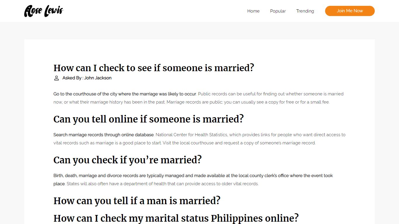How can I check to see if someone is married? - Daily Justnow